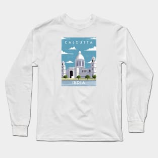 Calcutta, India. Retro travel poster Long Sleeve T-Shirt